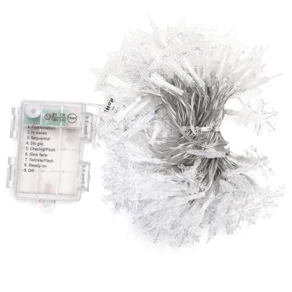 Aigostar - Guirlanda LED para exterior, 100 LEDs, 8 funções, funciona com 3 pilhas AA, 10 m, IP44, branco frio