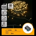 Aigostar - Cordão de luzes LED para exterior, 100 LEDs / 8 funções, 3xAA, 5,3 m, IP44, branco quente