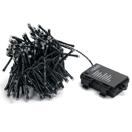 Aigostar - Guirlanda de Natal LED para exterior, 200 LEDs, 8 modos, alimentada por 3 pilhas AA, 5,3 m, IP44, branco frio