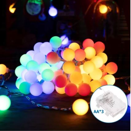 Aigostar - Cordão de luzes LED para exterior 25 LEDs/3xAA/8 funções 2,8 m IP44 multicolorido