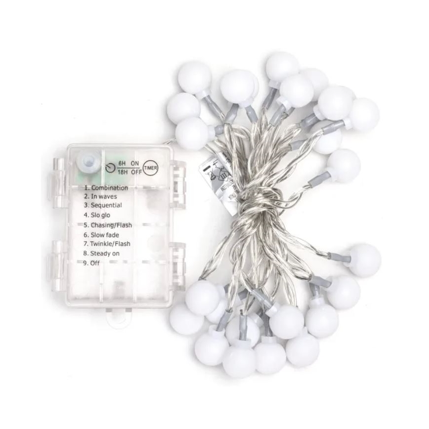 Aigostar - Cordão de luzes LED para exterior 25 LEDs/3xAA/8 funções 2,8 m IP44 multicolorido