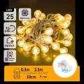 Aigostar - Cordão de luzes LED para exterior 25xLED/3xAA/8 funções 2,8 m IP44 branco quente
