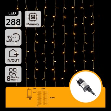Aigostar - Cordão de luzes LED para exterior 288 LEDs 1,5x1,8m IP44 branco quente