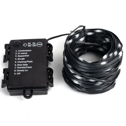 Aigostar - Cordão de luzes LED para exterior 50 LEDs/8 funções 3xAA 5,3 m IP44 multicolorido