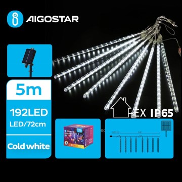 Aigostar - Cordão de luzes LED solar de Natal 192xLED/8m IP65 1200 mAh branco frio