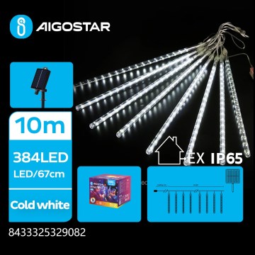 Aigostar - Cordão de luzes LED solar para Natal 384xLED/13m IP65 1200 mAh branco frio