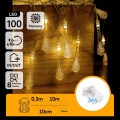 Aigostar - Cordão de Natal LED para exterior 100xLED/8 funções 3xAA 10 m IP44 branco quente gotas