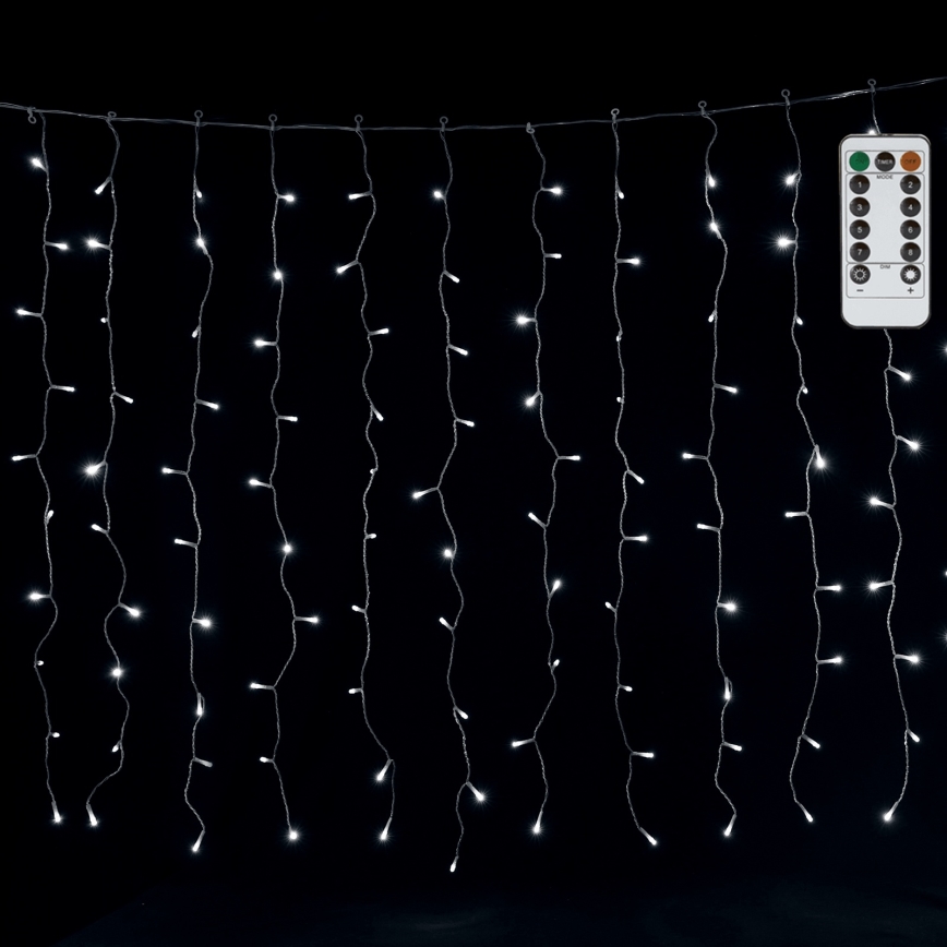 Aigostar - Guirlanda LED para exterior 300 LEDs/8 funções 3x1m IP44 branco frio + controlo remoto