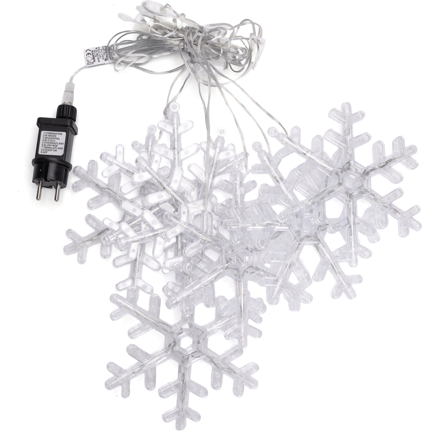Aigostar - Cordão de luzes LED para exterior, 84 LEDs / 8 modos, 1,2x1m, IP44, branco frio, com flocos de neve decorativos