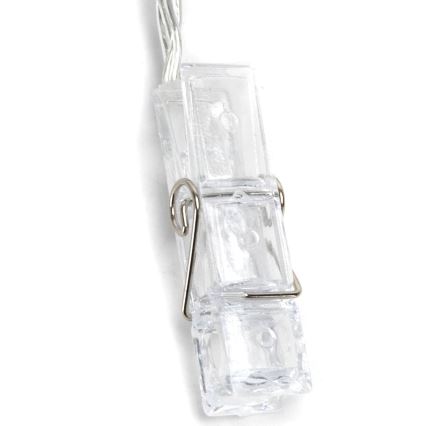Aigostar - Cordão decorativo de LED com pregadores 20xLED/3xAA 3,3m branco quente