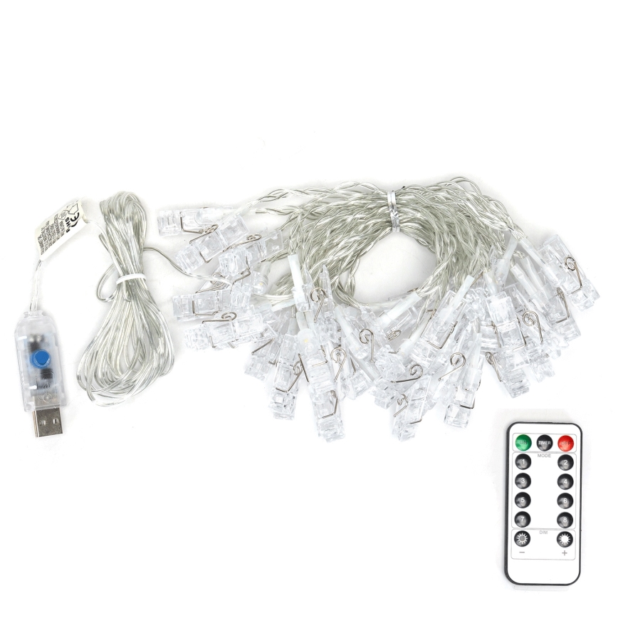 Aigostar - Cordão decorativo LED 40 LEDs / 5W / USB, 9 m, branco quente