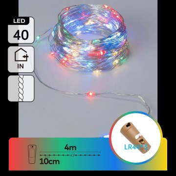 Aigostar - Cordão decorativo LED com rolha para garrafa 40xLED/3xLR44 4m multicolorido