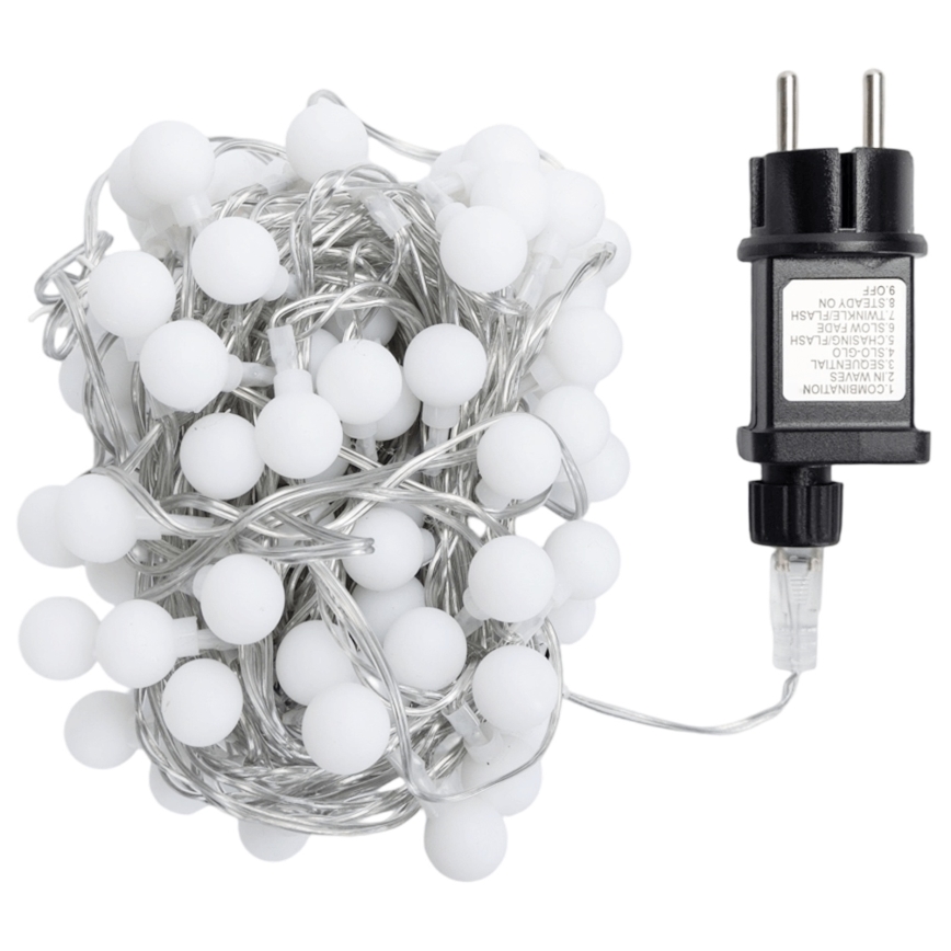 Aigostar - Corrente decorativa LED para exterior, 100 LEDs / 8 funções, 10 m, IP44, branco frio