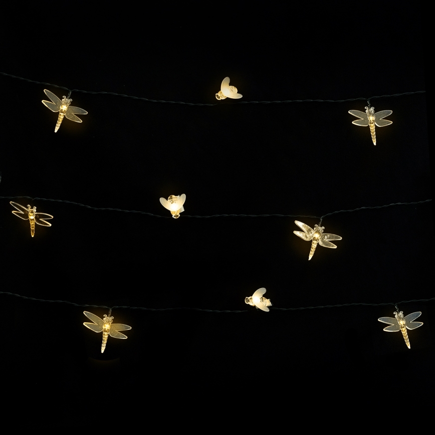 Aigostar - Cordão decorativo solar LED 50 LEDs/8 funções 10 m 800 mAh IP65 branco quente