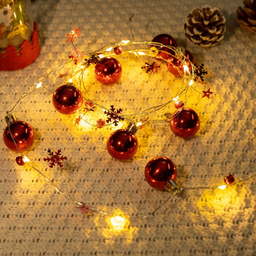 Aigostar - cordão de luzes LED, 20 LEDs / 3x AA, 2 m, branco quente