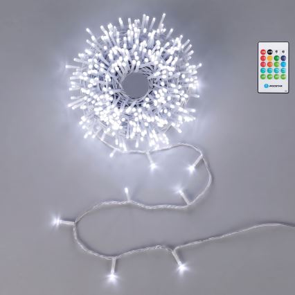 Aigostar - LED dimerizável para exterior cordão de luzes de Natal com sensor de movimento 100xLED/3xAA 12m branco frio + controlo remoto