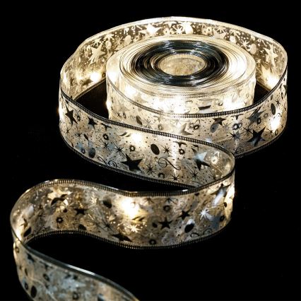 Aigostar - Cordão de luzes LED para Natal, 100 LEDs, 3x AA, 10 m, branco quente, prateado