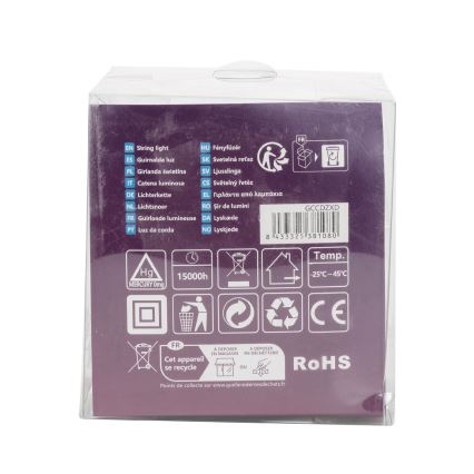 Aigostar - Cordão LED de Natal para exterior, 50 LEDs, 8 modos, 8 m, IP44, branco quente