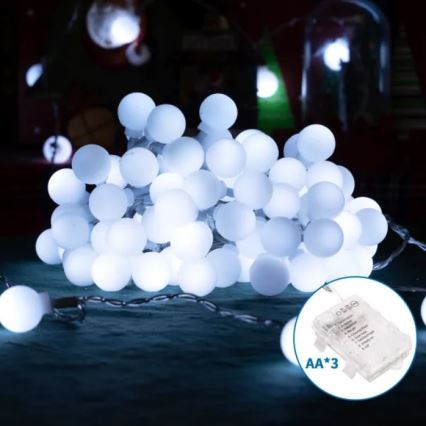 Aigostar - Guirlanda LED para exterior, 100 LEDs, 3x pilhas AA, 8 funções, 10,3 m, IP44, branco frio