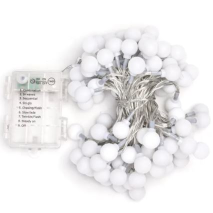 Aigostar - Guirlanda LED para exterior, 100 LEDs, 3x pilhas AA, 8 funções, 10,3 m, IP44, branco frio