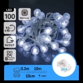 Aigostar - Cordão LED para exterior 100xLED/3xAA/8 funções 10,3 m IP44 branco frio