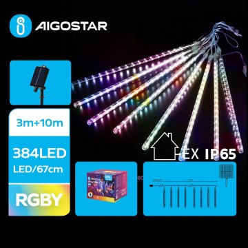 Aigostar - Cordão LED Solar 384 LEDs/13 m IP65 1200 mAh multicolorido