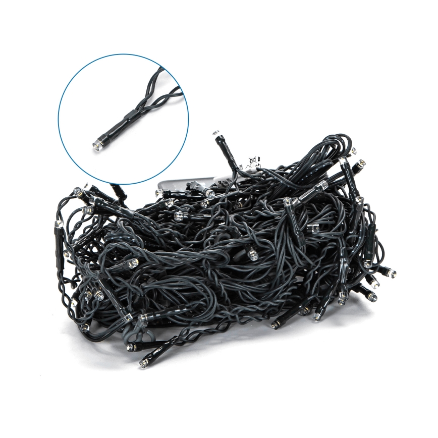 Aigostar - Guirlanda solar LED 100 LEDs, 8 modos, 8 x 0,6 m, bateria 500 mAh, IP65, branca fria