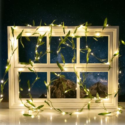 Aigostar - Fio de Luz Solar LED 100xLED/12m IP65 300 mAh branco quente olive