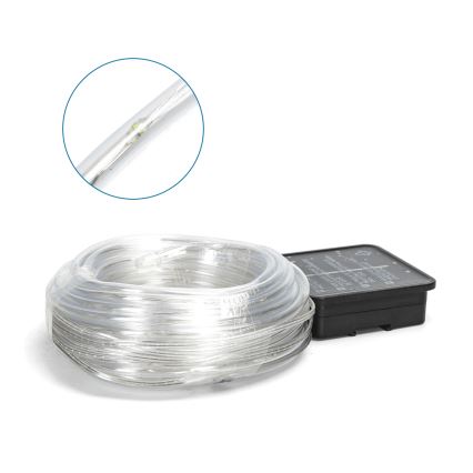 Aigostar - Cordão solar de LED 100 LEDs/8 funções 12 m IP65 branco frio 800 mAh