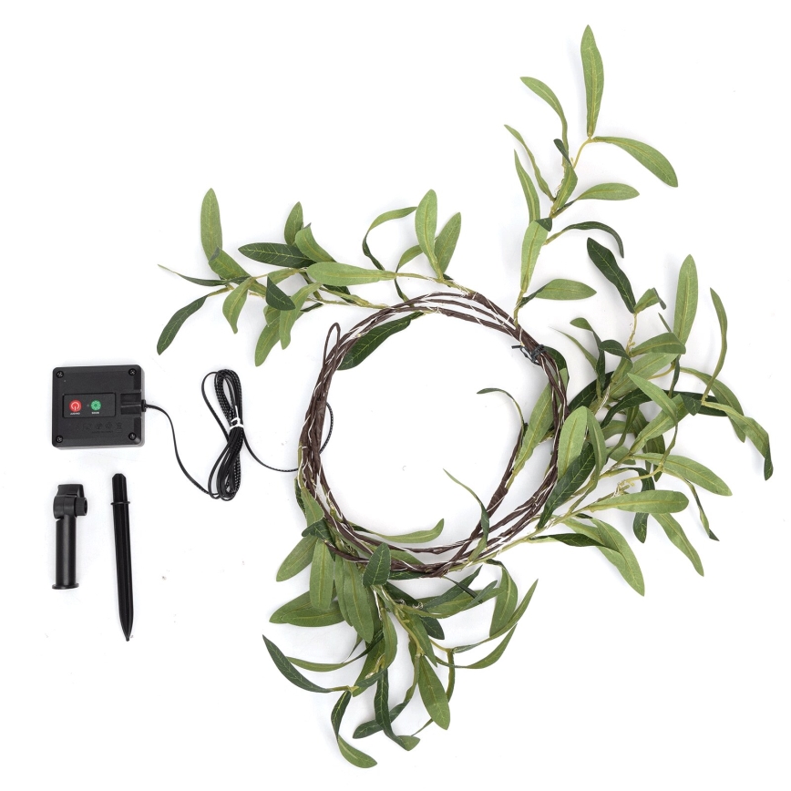 Aigostar - Fio de luz solar LED 60xLED/4m IP65 300 mAh branco quente olive