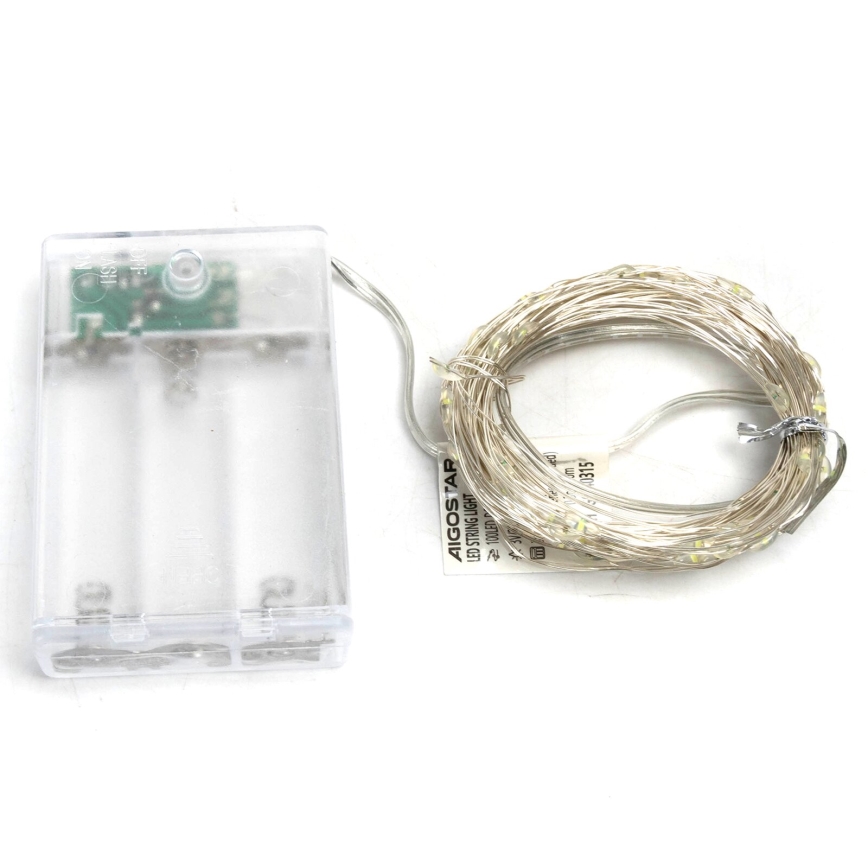 Aigostar - Corrente de Natal LED 100xLED/3xAA 10,3m branco frio