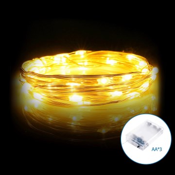 Aigostar - Corrente de Natal LED 100xLED/3xAA 10,3m branco quente