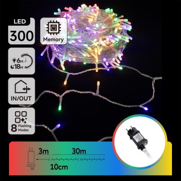 Aigostar - Corrente de Natal LED para exterior 300 LEDs/8 modos 33m IP44 multicolor
