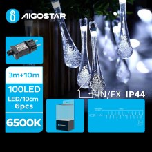 Aigostar - Corrente decorativa exterior LED 100xLED/8 funções 13m IP44 branco frio