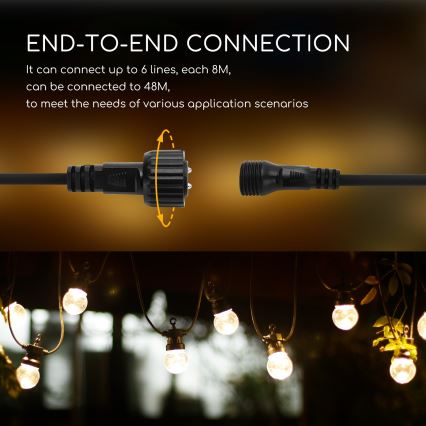 Aigostar - Corrente decorativa exterior LED 10xLED/8m IP44 branco quente