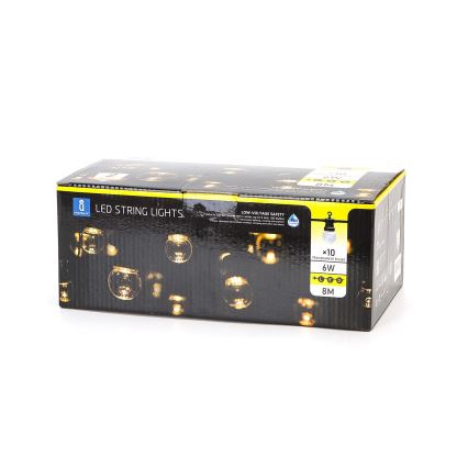 Aigostar - Corrente decorativa exterior LED 10xLED/8m IP44 branco quente