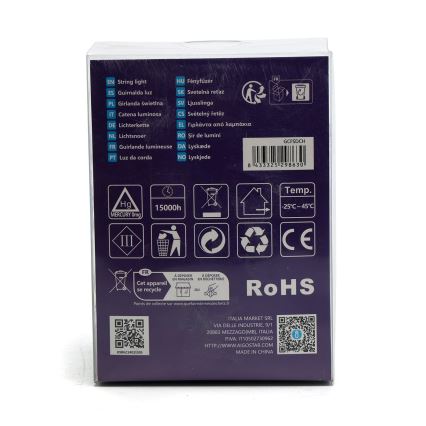 Aigostar - Corrente decorativa exterior LED 50xLED/8 funções/3xAA 5,3m IP44 branco frio