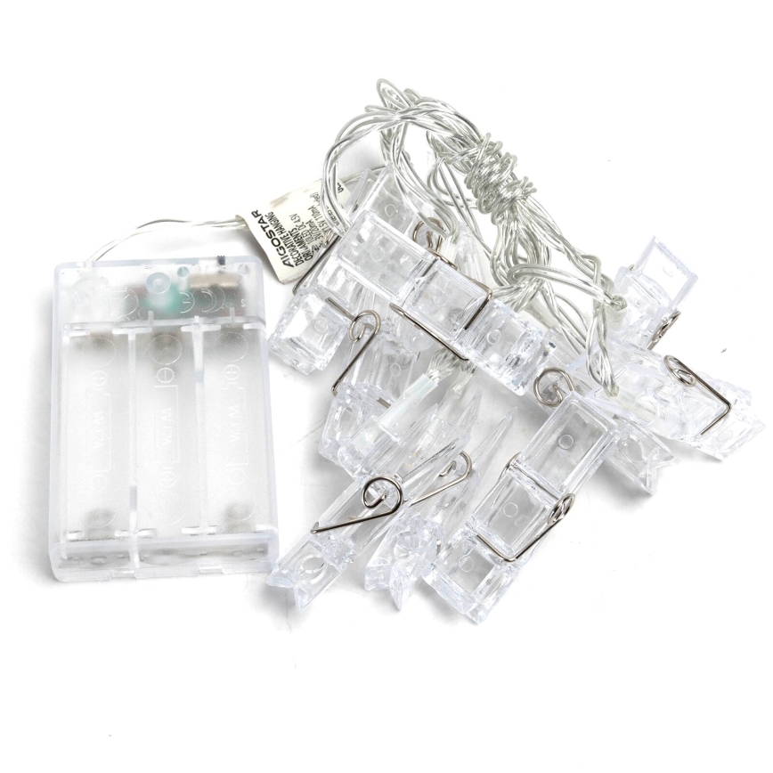 Aigostar - Corrente decorativa LED com cavilhas 20xLED/3xAA 3,3m branco quente