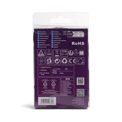 Aigostar - Corrente exterior de Natal LED 100xLED/8 funções/3xAA 10,3m IP44 branco frio