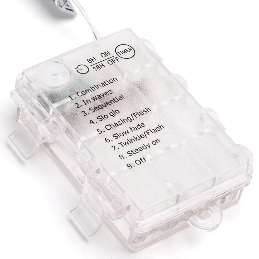 Aigostar - Corrente exterior de Natal LED 100xLED/8 funções/3xAA 10,3m IP44 branco frio