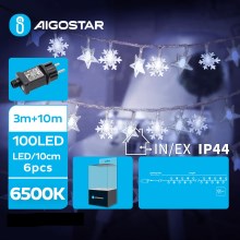 Aigostar - Corrente exterior de Natal LED 100xLED/8 funções 13m IP44 branco frio