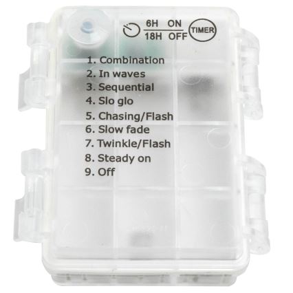 Aigostar - Corrente exterior de Natal LED 200xLED/8 funções/3xAA 6x1,5m IP44 branco frio