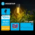 Aigostar - Corrente LED solar decorativa 10xLED/8 funções 10,5m IP65 branco quente
