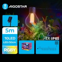 Aigostar - Corrente LED solar decorativa 10xLED/8 funções 5,5m IP65 multicolor