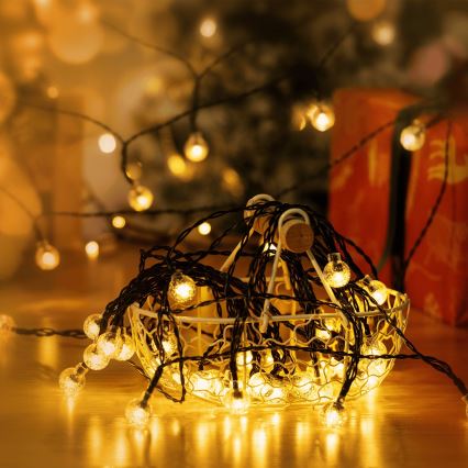 Aigostar - Corrente solar LED decorativa 50xLED/8 funções 12m 800 mAh IP65 branco quente