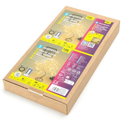 Aigostar - Decoração de Natal LED 108xLED/3xAA/8 funções 45cm branco quente