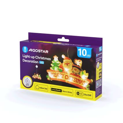 Aigostar - Decoração de Natal LED 10xLED/3xAAA Feliz Natal 13 cm