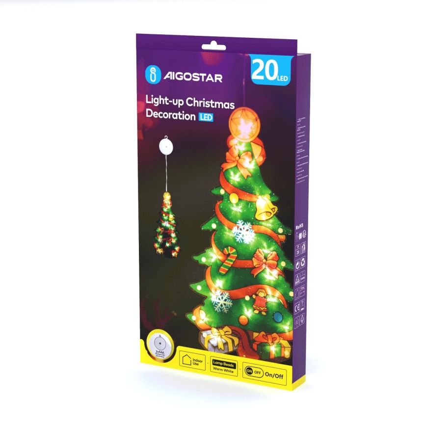 Aigostar - Decoração de Natal LED LED/3xAAA árvore 45cm