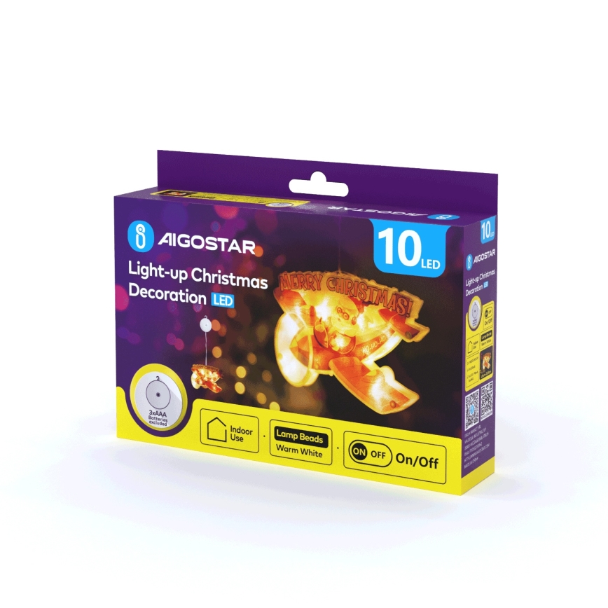Aigostar - Decoração de Natal LED LED/3xAAA Avião de Natal 17cm
