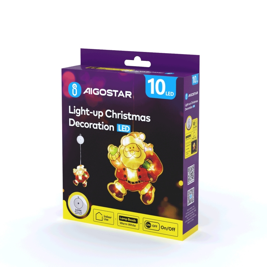 Aigostar - Decoração de Natal LED LED/3xAAA Santa 20cm